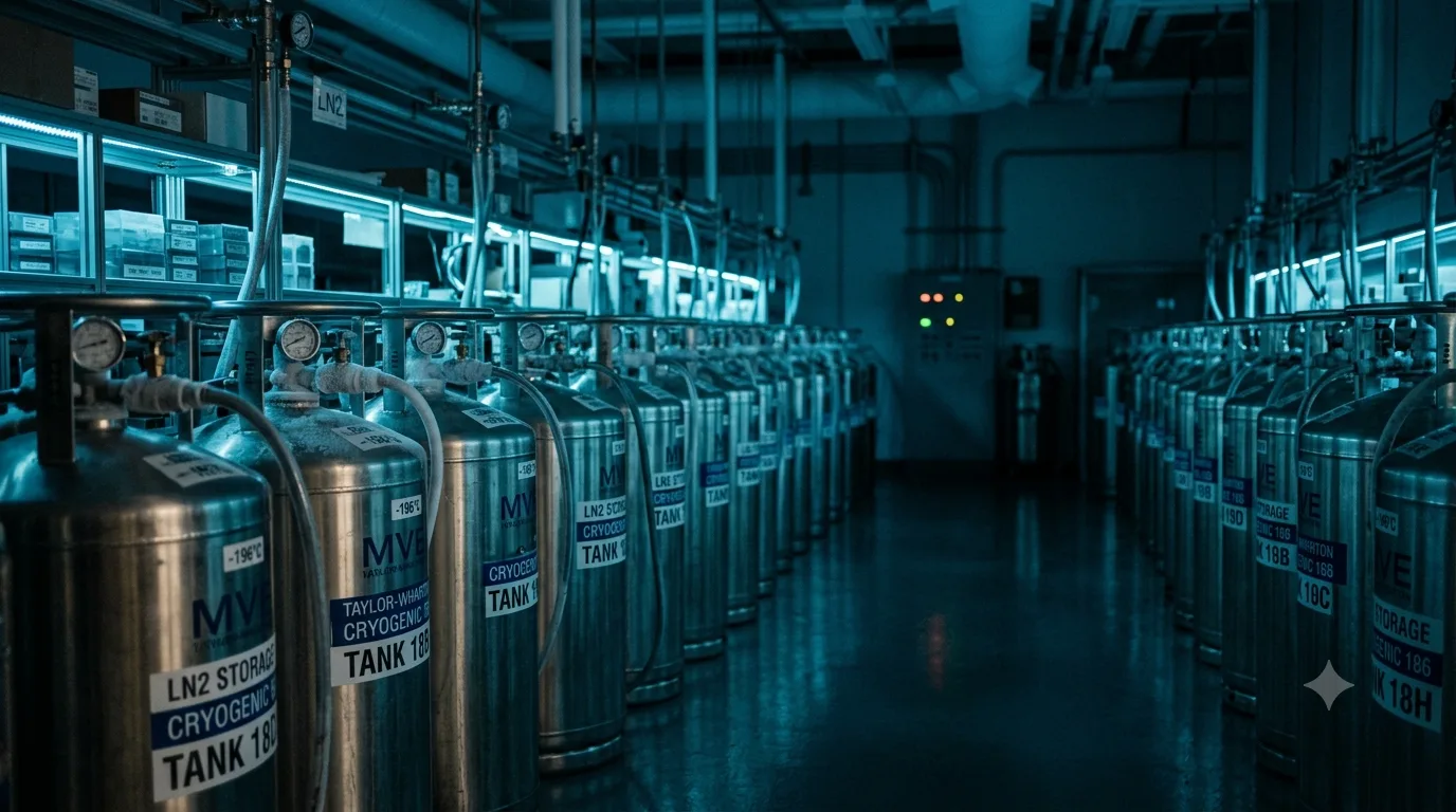Interior of the vapor-phase nitrogen storage facility